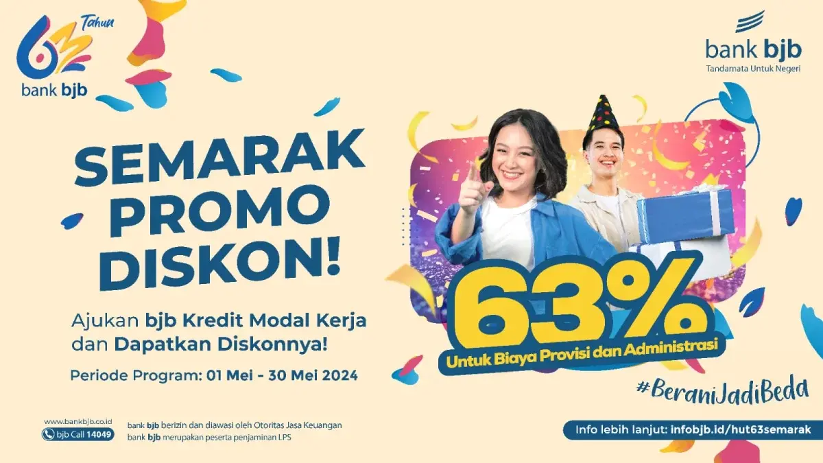 Sambut HUT Ke-63, bank bjb Hadirkan Program Semarak Promo Diskon 63%