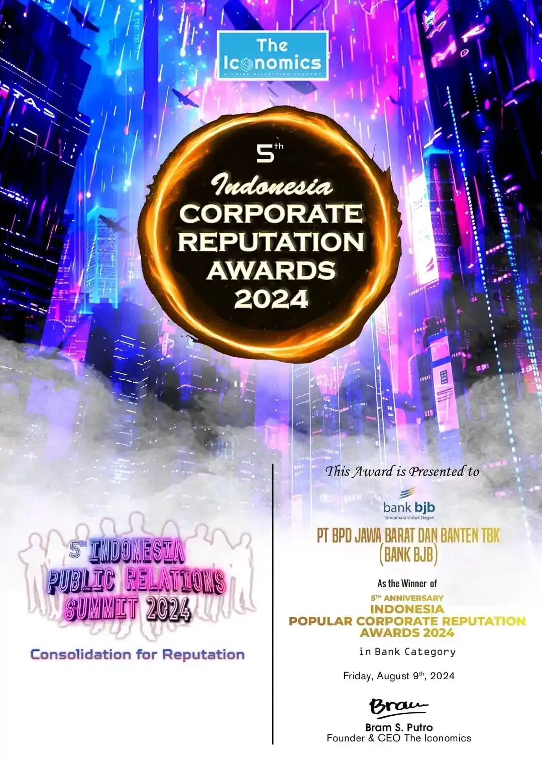 Bank bjb Raih Penghargaan Bergengsi dalam Corporate Reputation Awards 2024