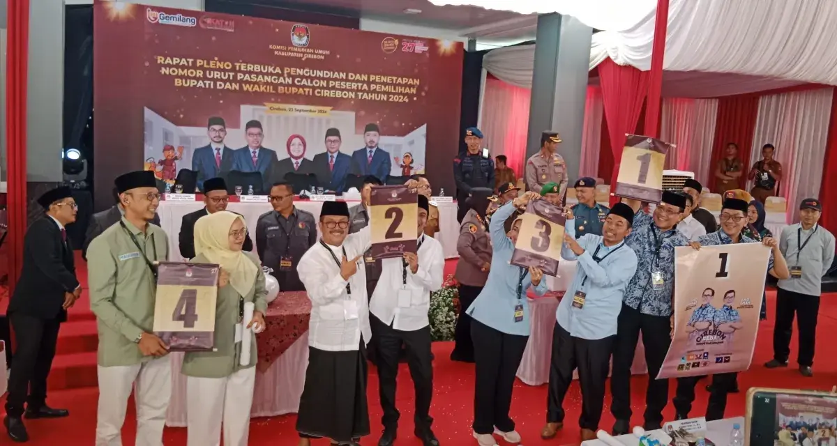 Empat Paslon Bupati dan Wakil Bupati Cirebon Resmi Dapat Nomor Urut di Pilkada 2024